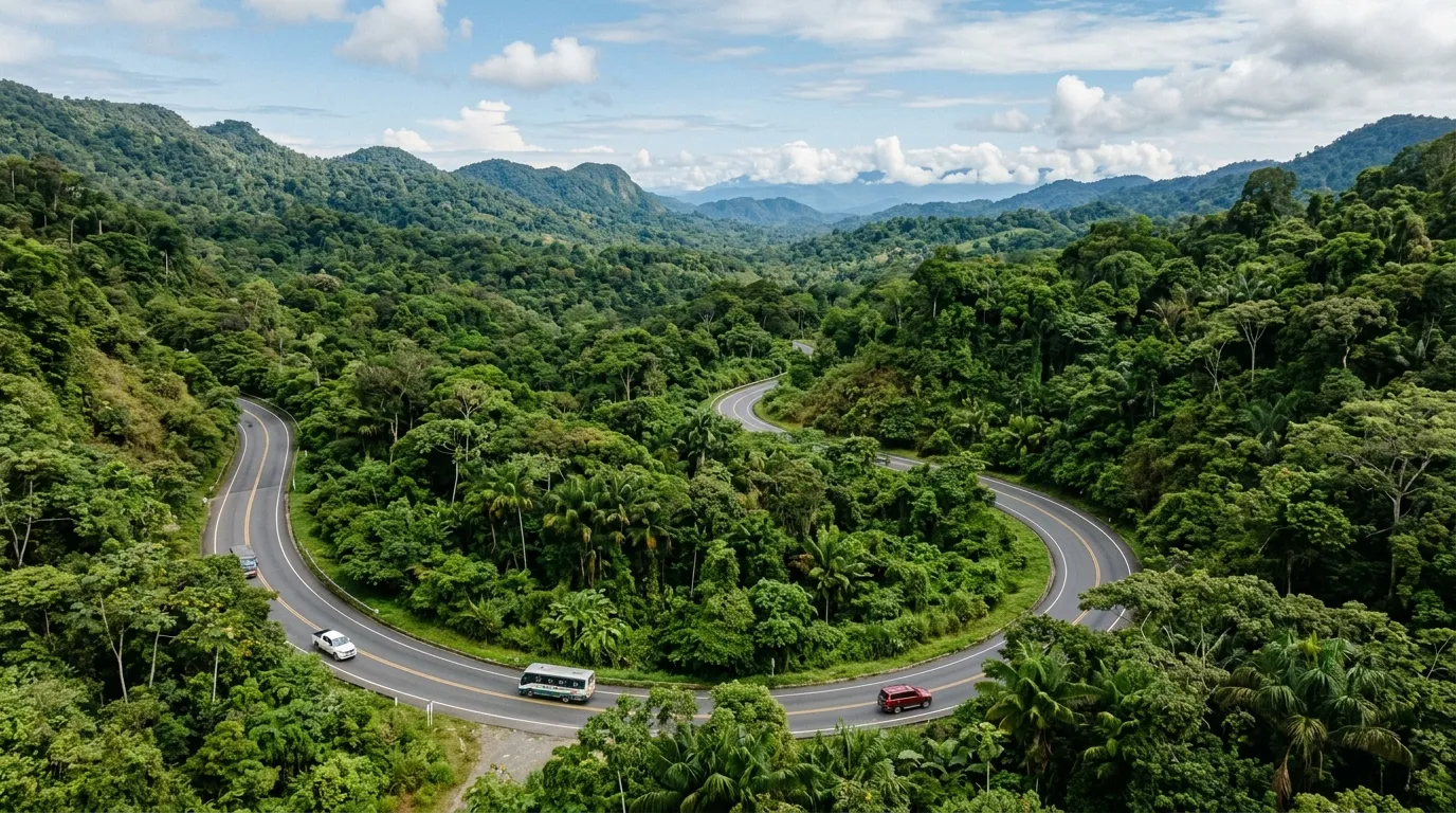 Equipaje de viaje y mapas listos en la maletera de un vehículo 4x4